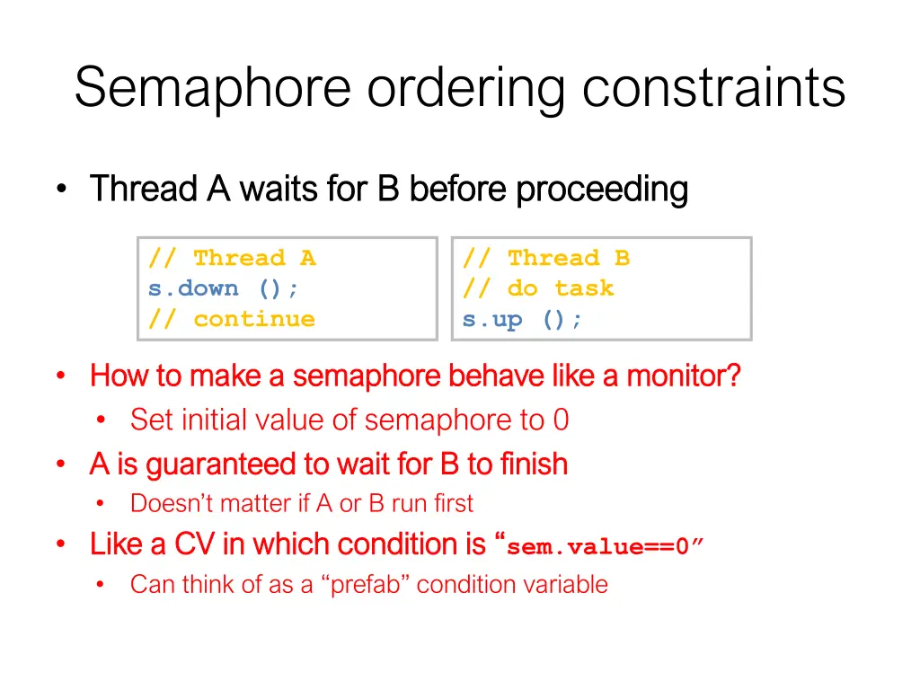 semaphore ordering constraints