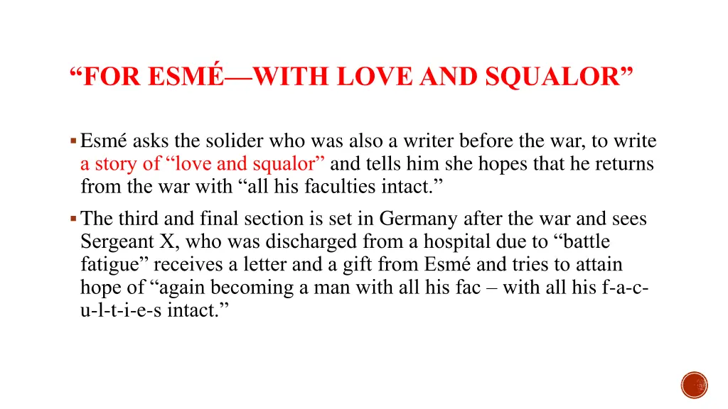 for esm with love and squalor