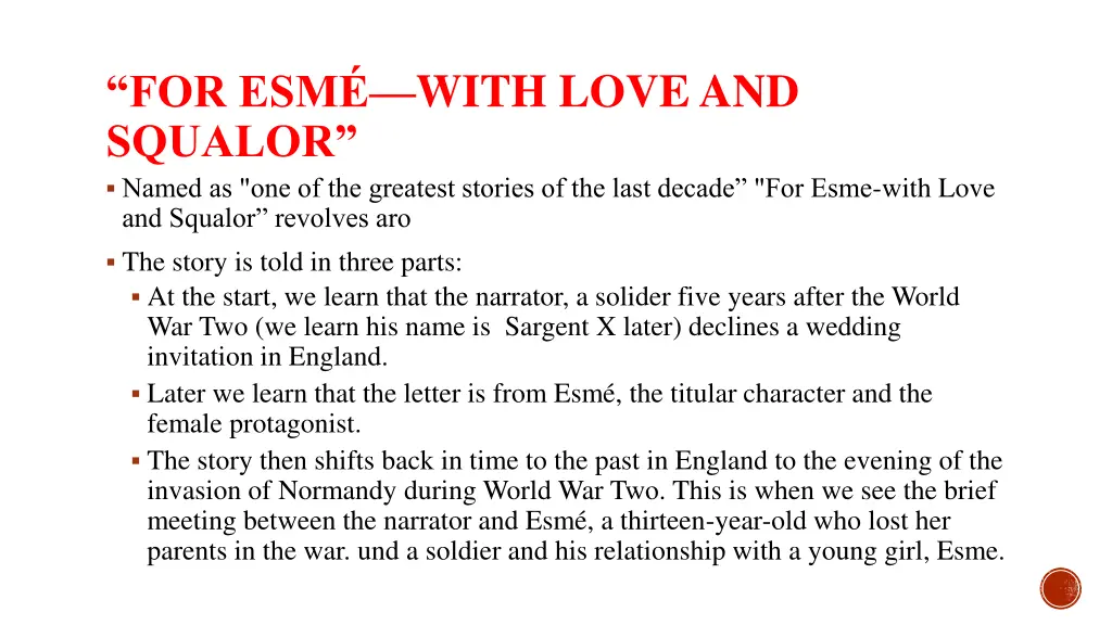for esm with love and squalor named