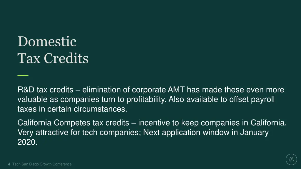 domestic tax credits