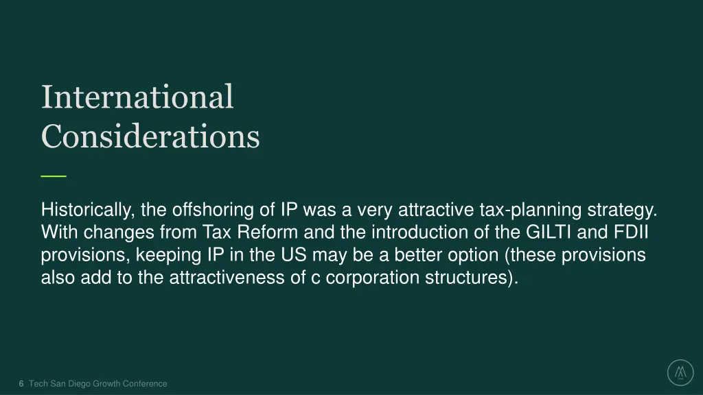 international considerations