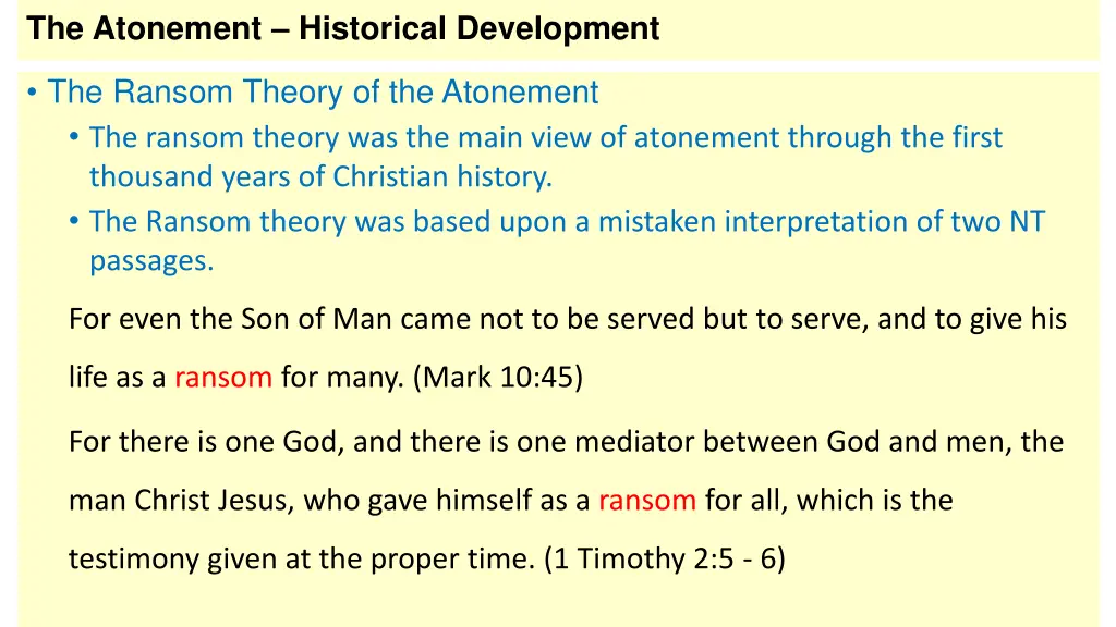 the atonement historical development