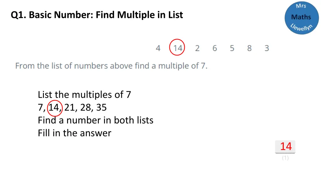 q1 basic number find multiple in list