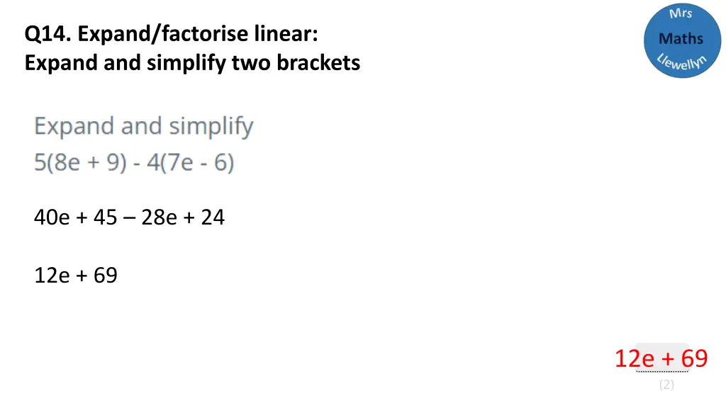 q14 expand factorise linear expand and simplify