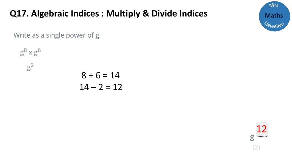 q17 algebraic indices multiply divide indices