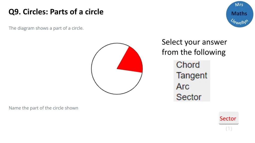 q9 circles parts of a circle