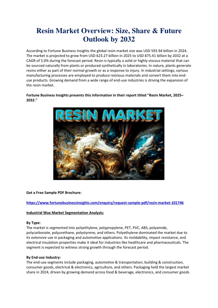 resin market overview size share future outlook
