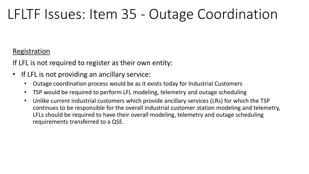 lfltf issues item 35 outage coordination 2