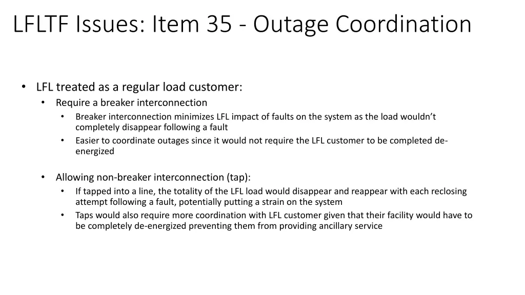 lfltf issues item 35 outage coordination 6
