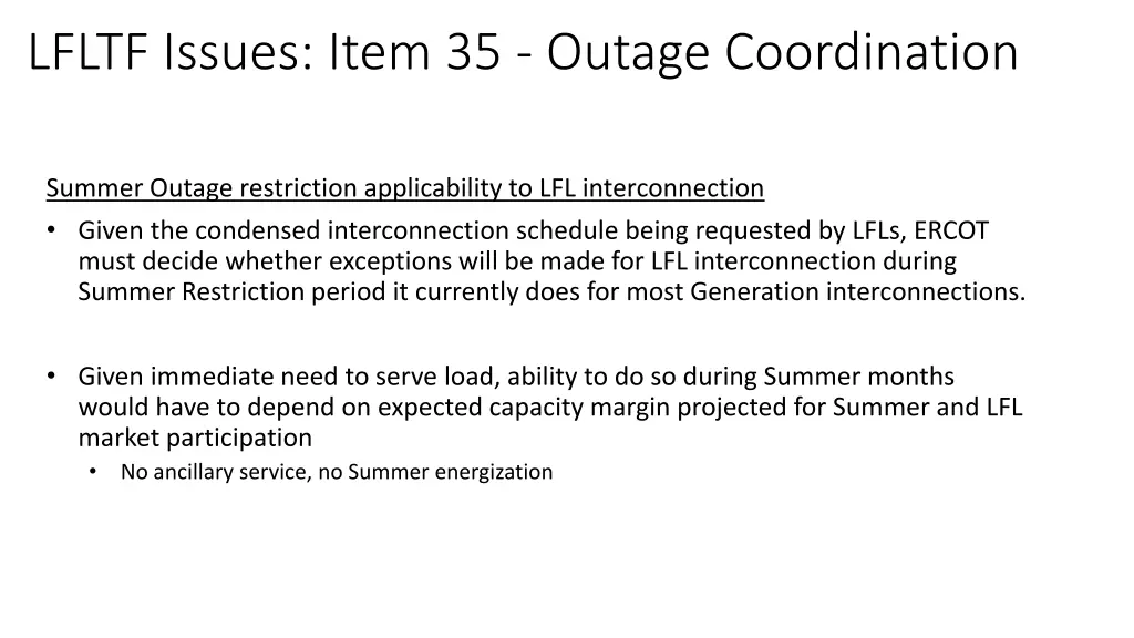lfltf issues item 35 outage coordination 7