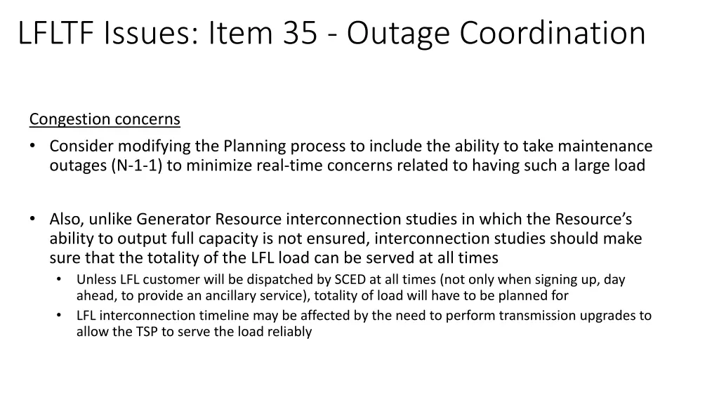lfltf issues item 35 outage coordination 8