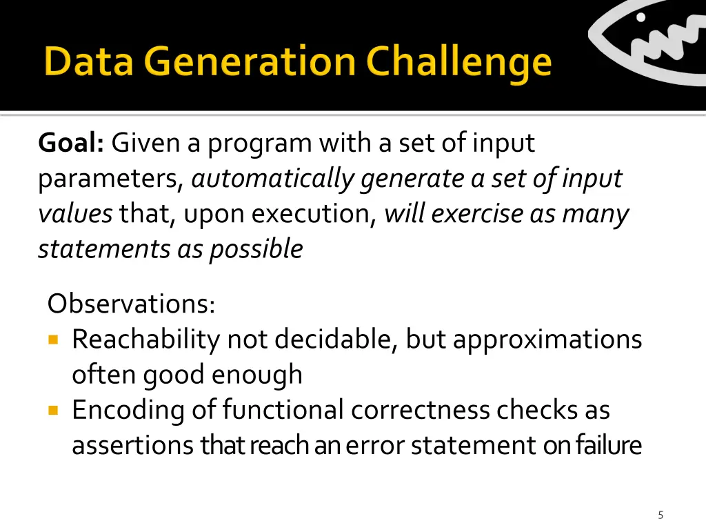 goal given a program with a set of input