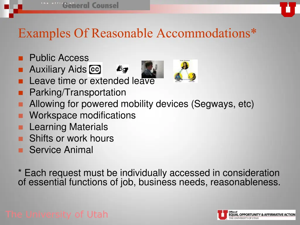 examples of reasonable accommodations