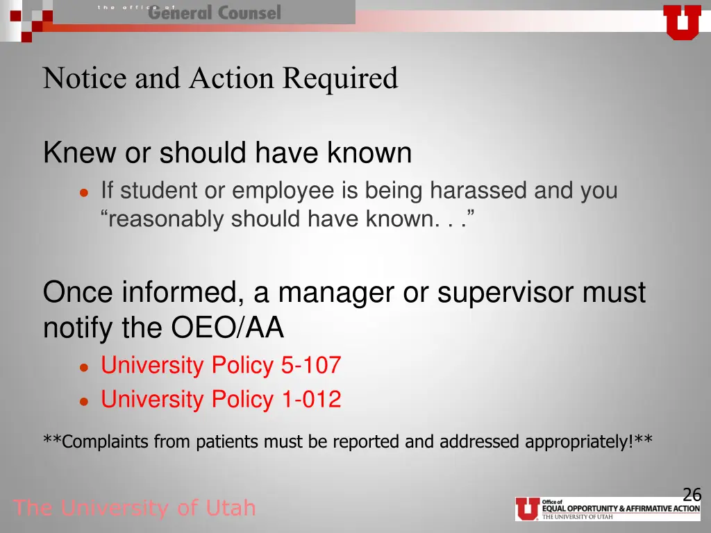 notice and action required