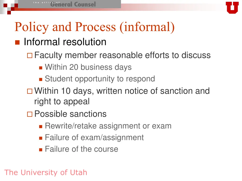 policy and process informal informal resolution