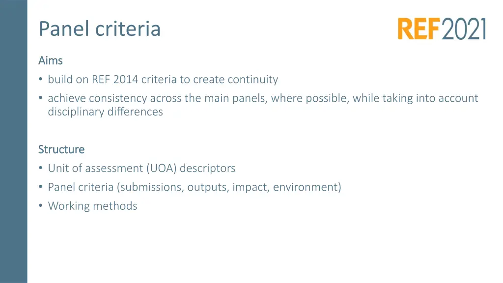 panel criteria
