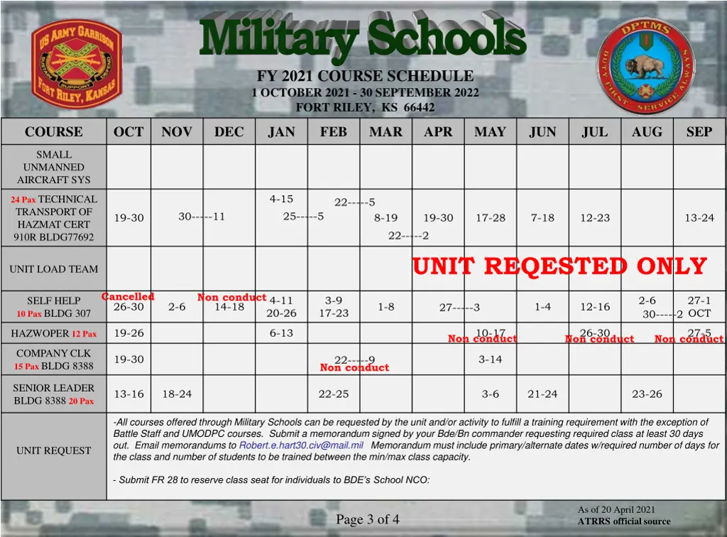 fy 2021 course schedule 1 october 2021