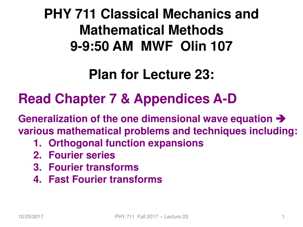 phy 711 classical mechanics and mathematical