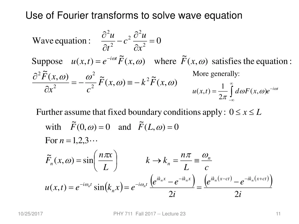 use of fourier transforms to solve wave equation