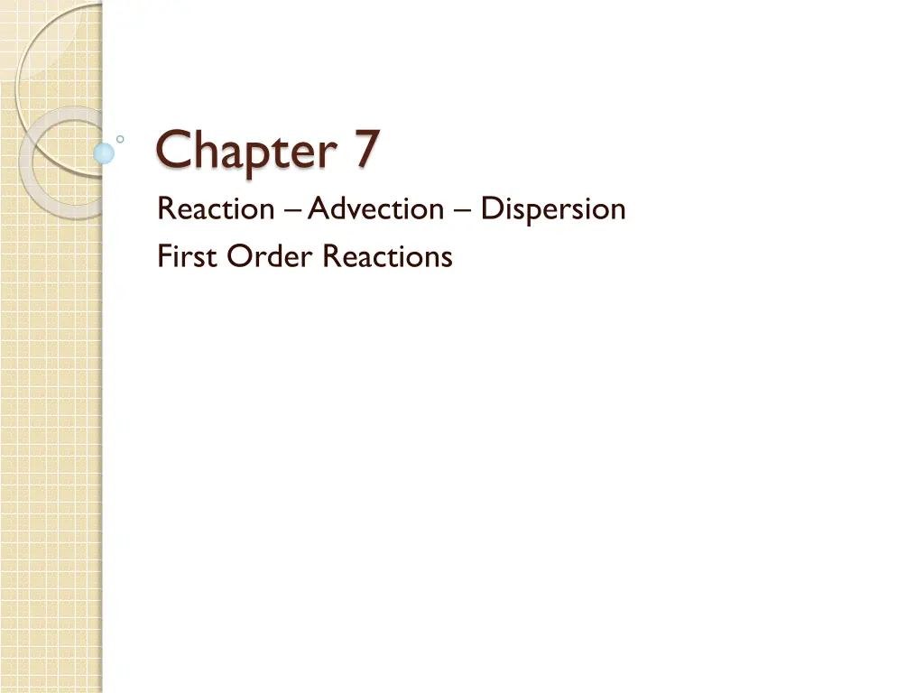 chapter 7 reaction advection dispersion first