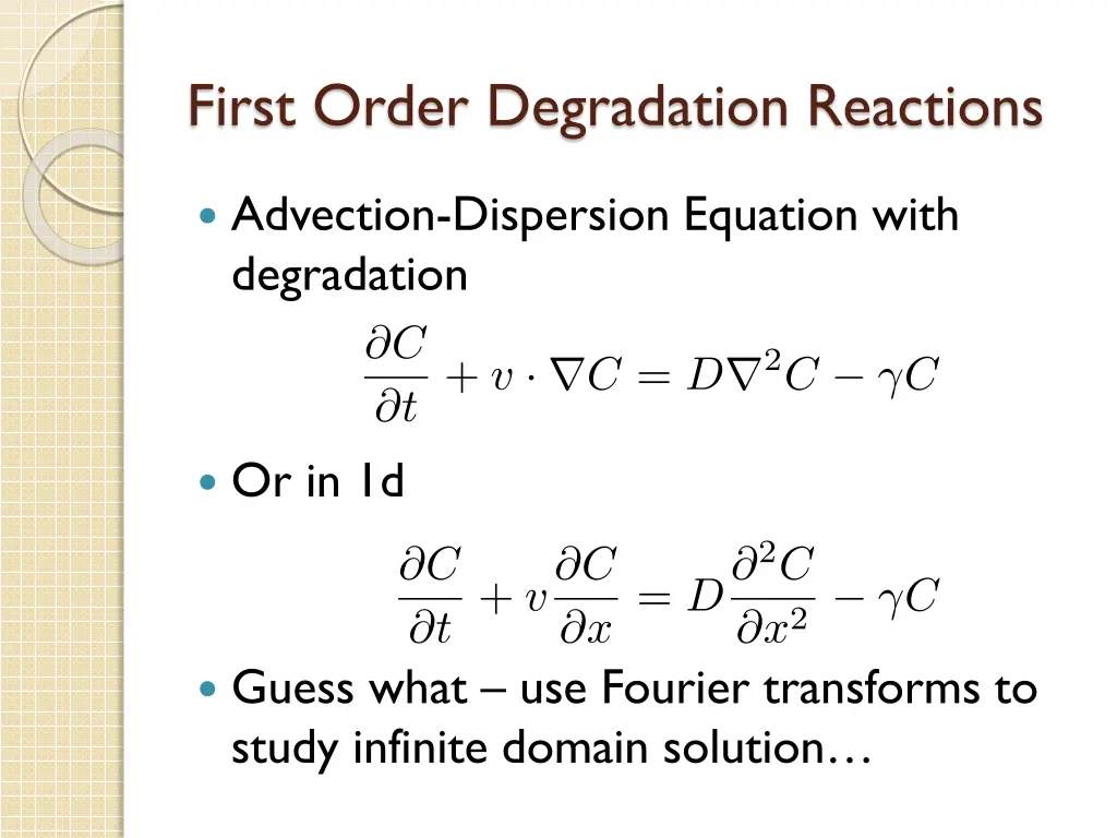 first order degradation reactions