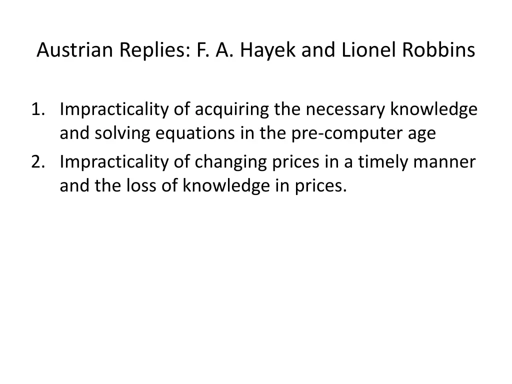 austrian replies f a hayek and lionel robbins