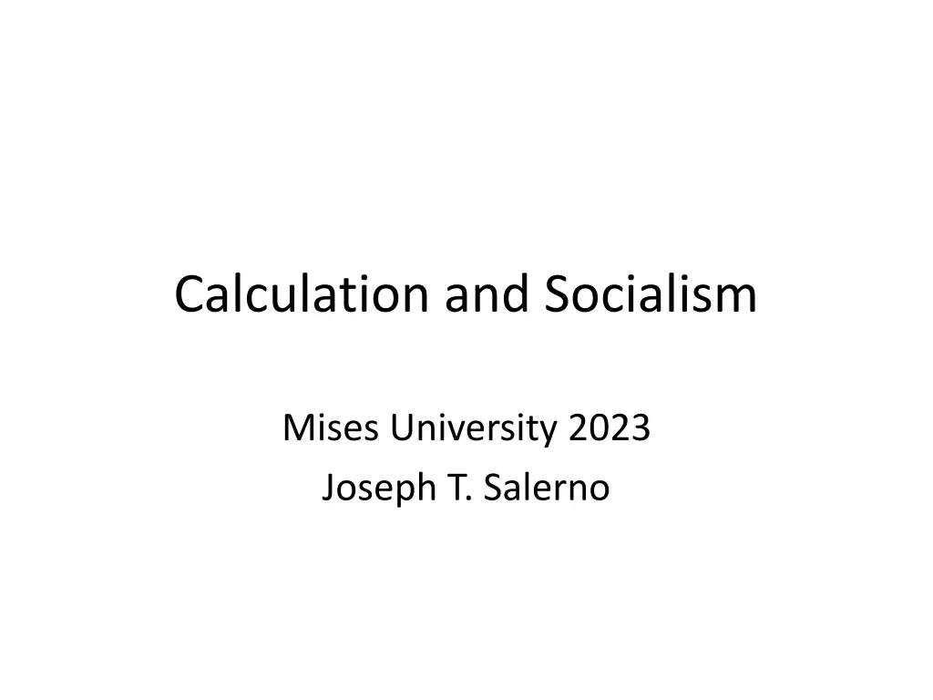 calculation and socialism