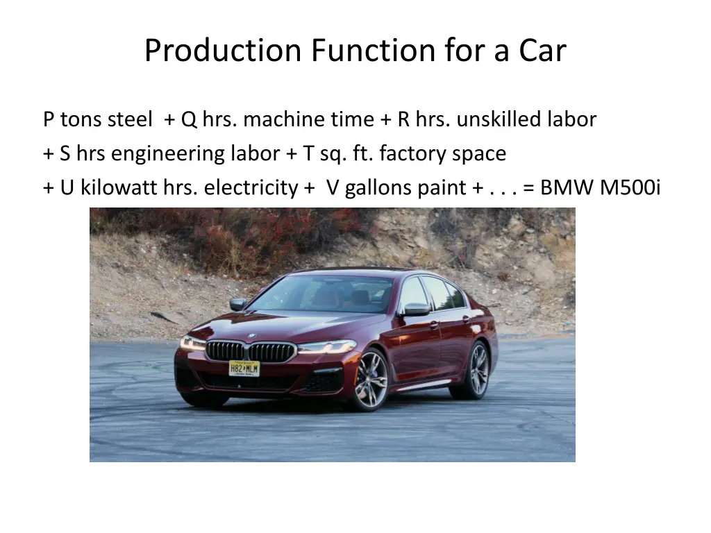 production function for a car