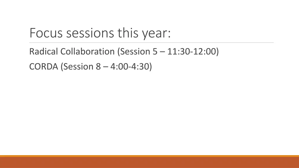 focus sessions this year