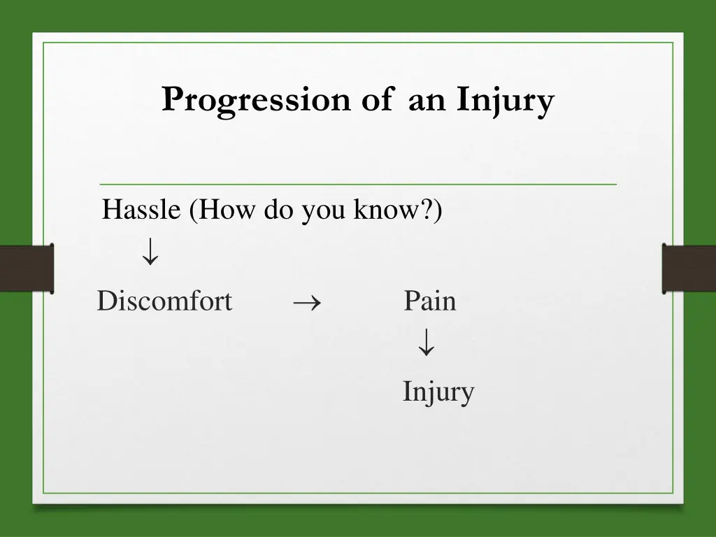progression of an injury