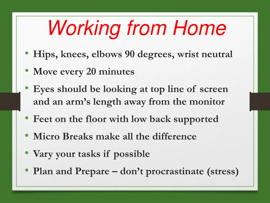 working from home