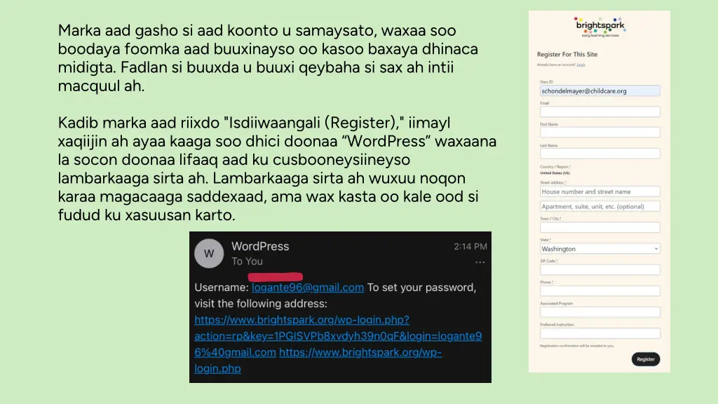 marka aad gasho si aad koonto u samaysato waxaa