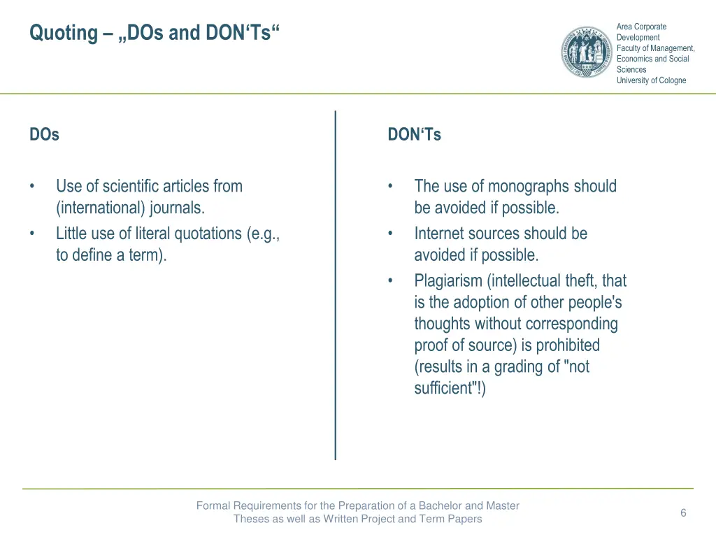 quoting dos and don ts