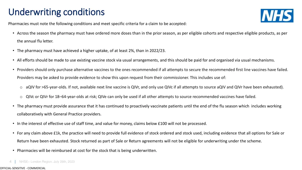 underwriting conditions underwriting conditions