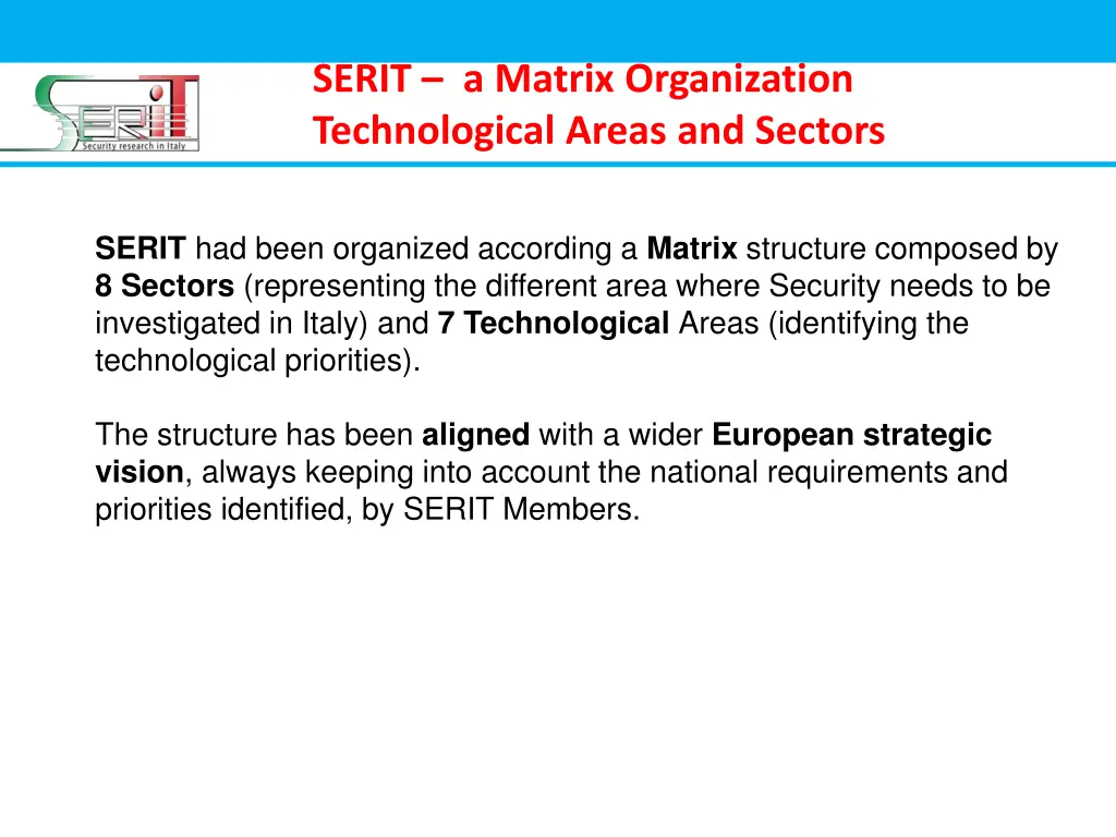 serit a matrix organization technological areas