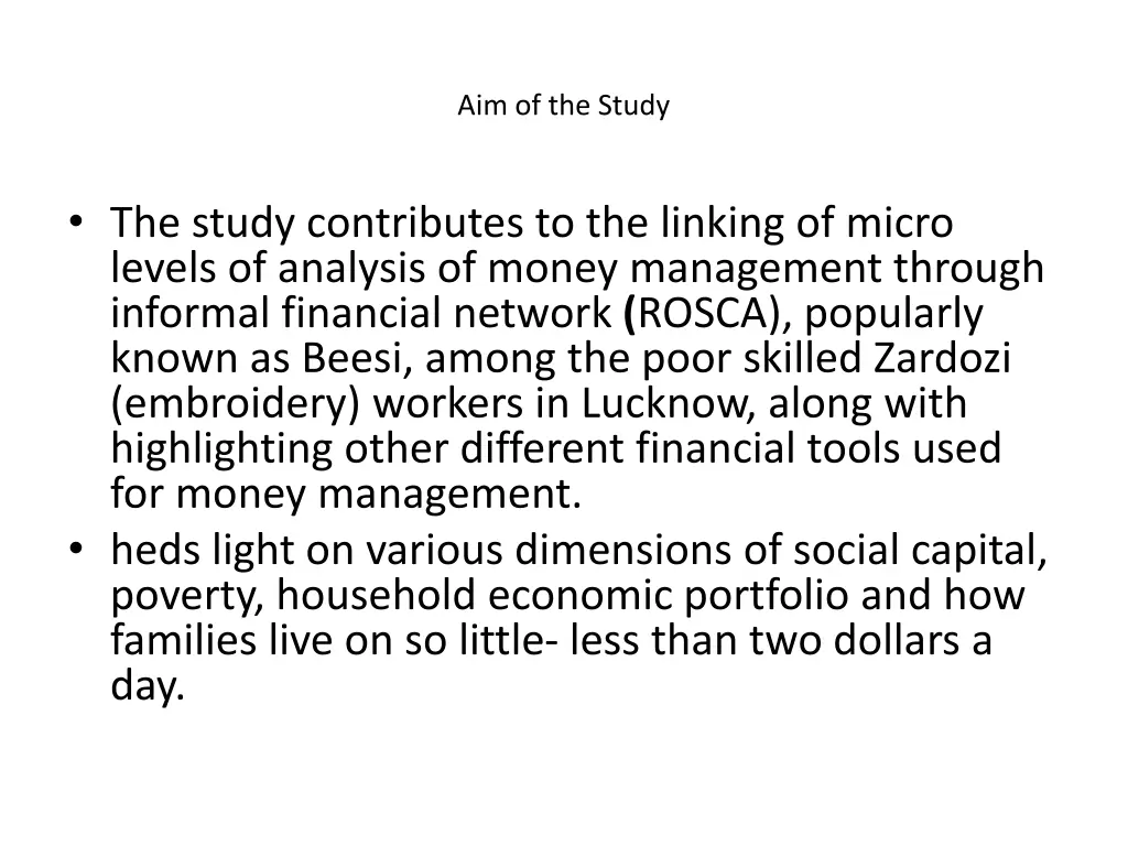 aim of the study