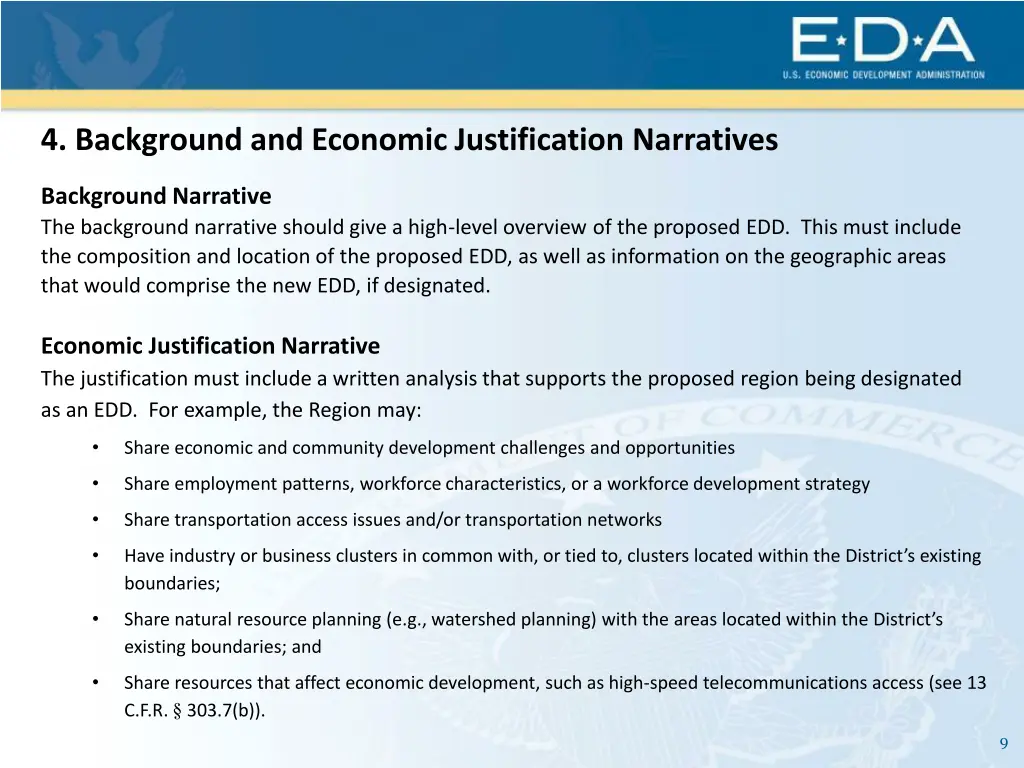 4 background and economic justification narratives