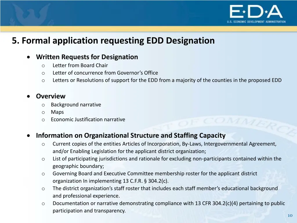 5 formal application requesting edd designation