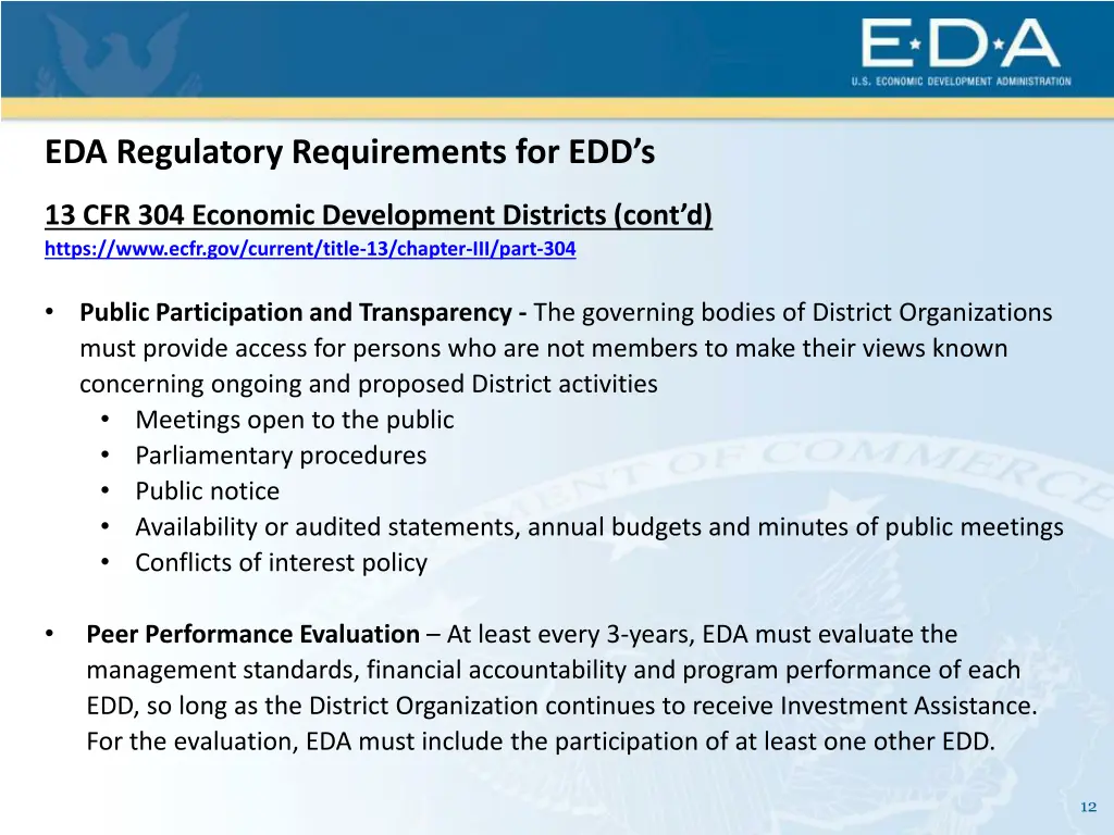 eda regulatory requirements for edd s 1