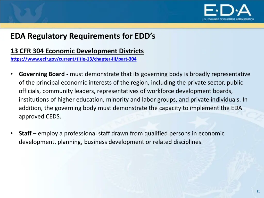eda regulatory requirements for edd s