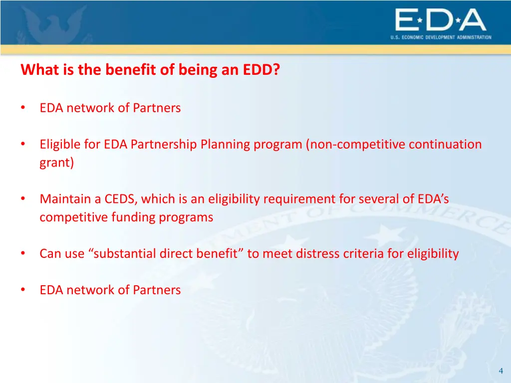 what is the benefit of being an edd
