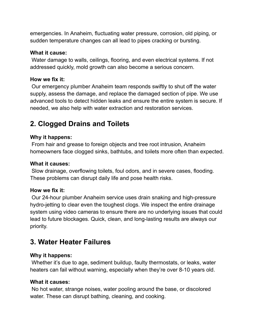 emergencies in anaheim fluctuating water pressure