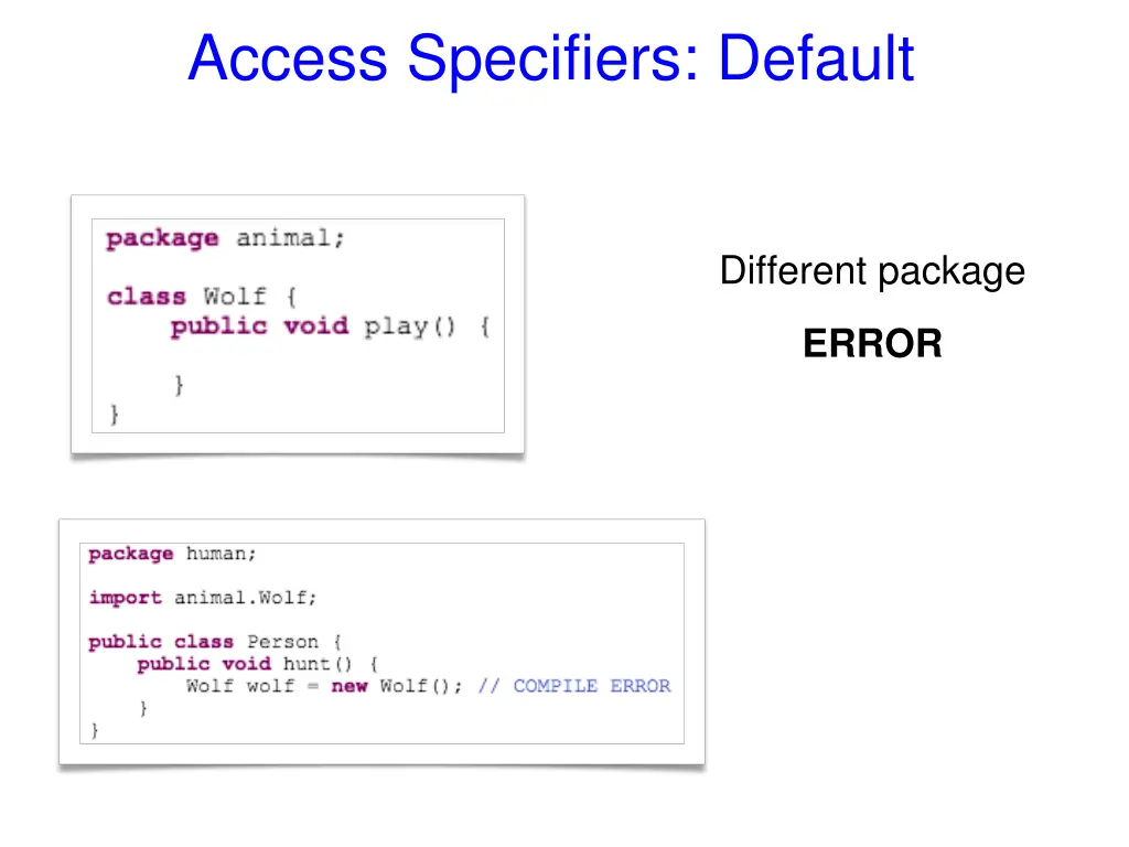access specifiers default