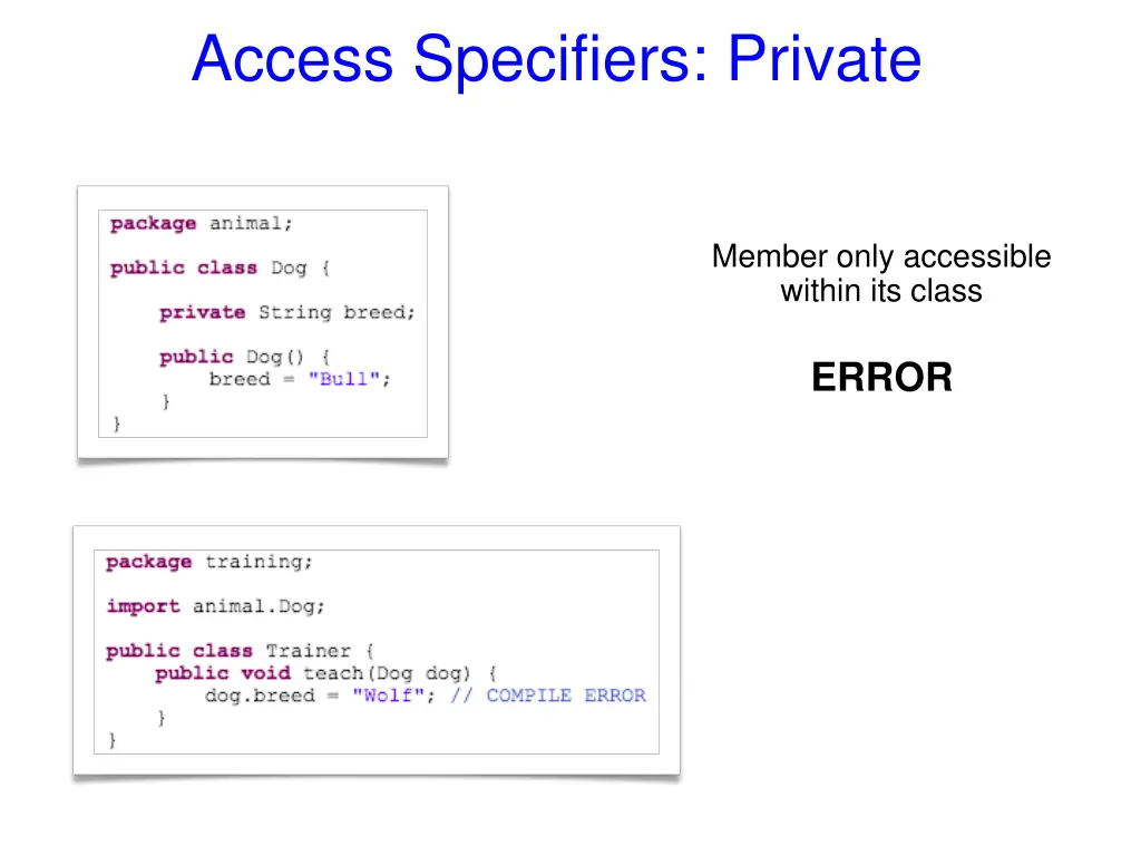 access specifiers private