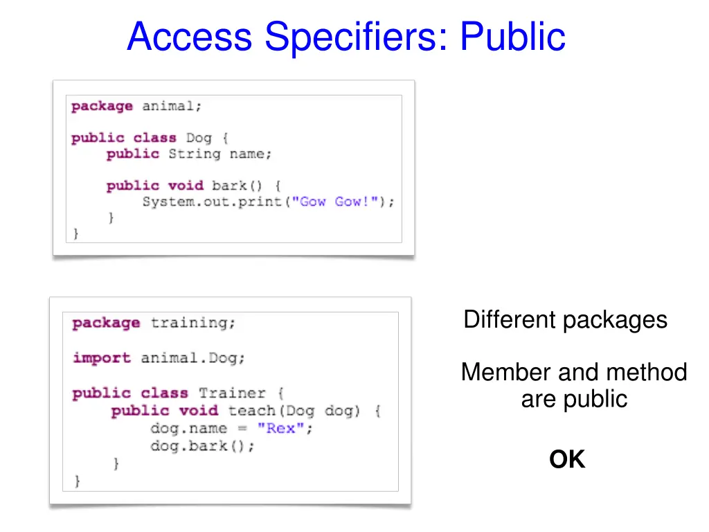 access specifiers public