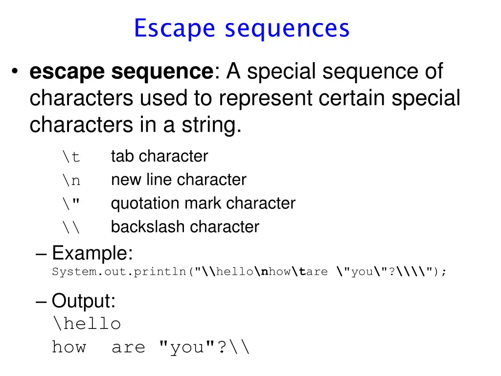 escape sequences