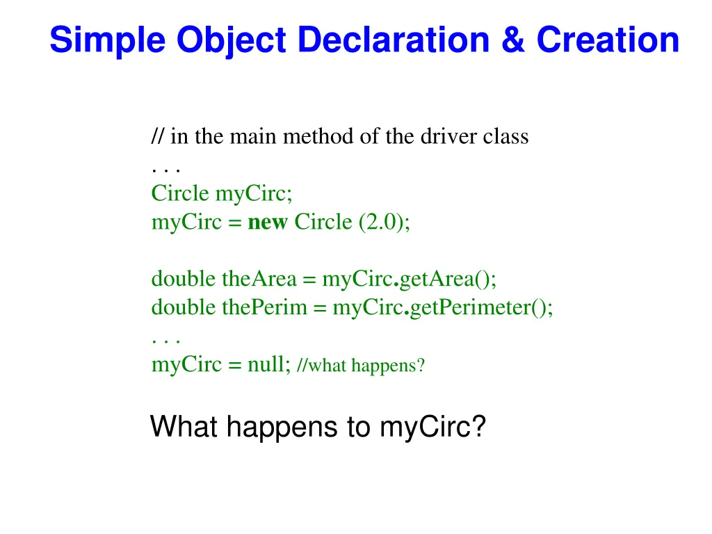 simple object declaration creation 1