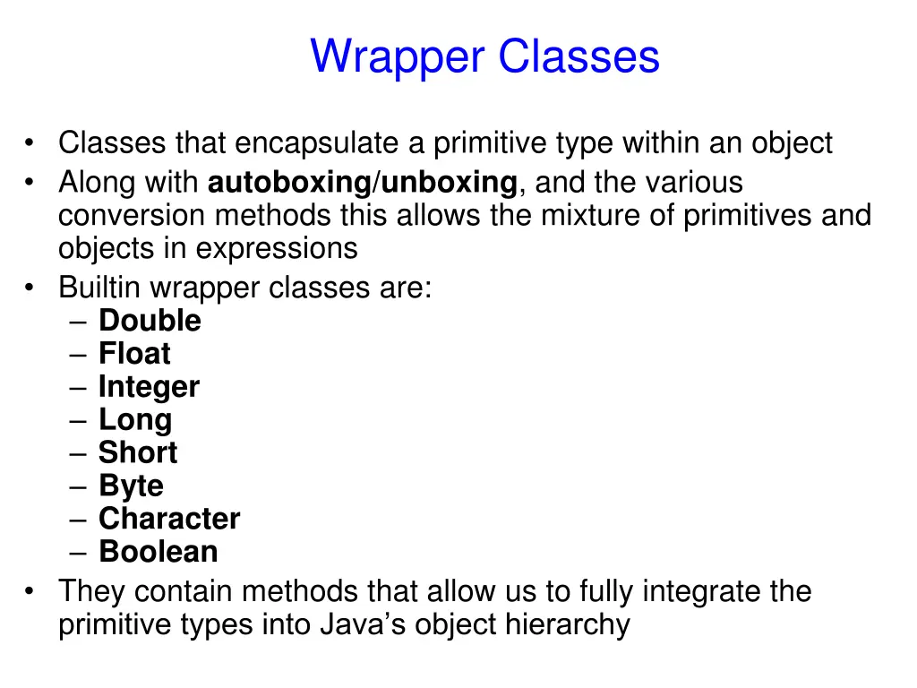 wrapper classes