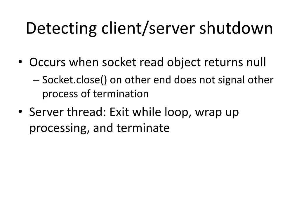 detecting client server shutdown
