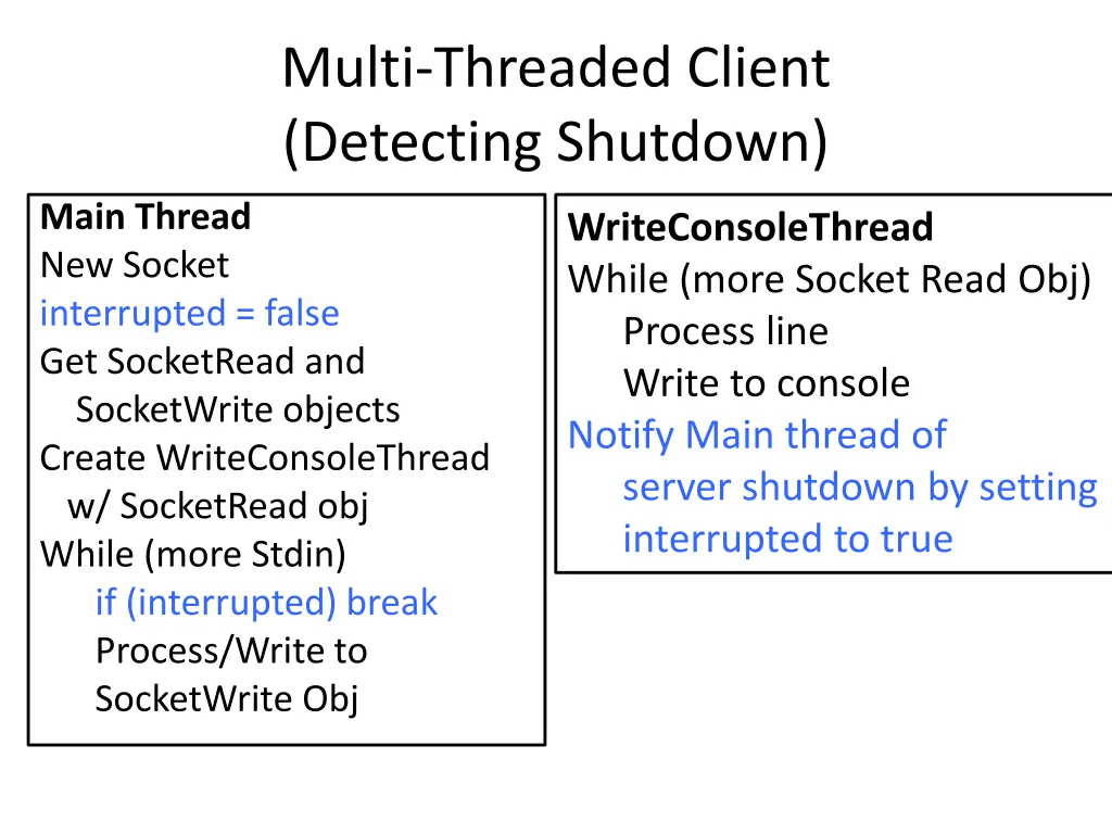 multi threaded client detecting shutdown